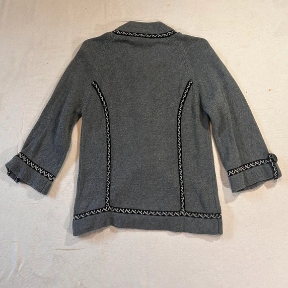 Coldwater Creek Gray Cardigan with Black Trim - Picture 2 of 2